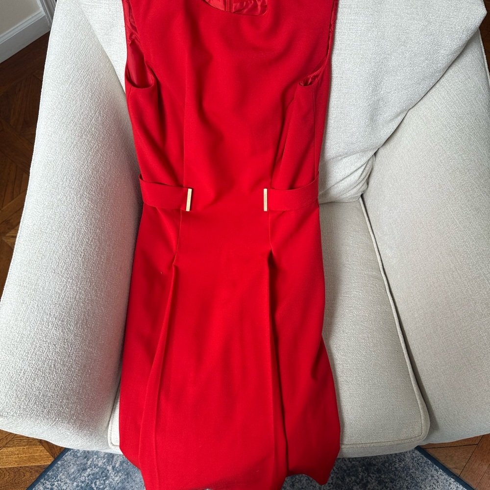 CALVIN KLEIN WOMENS COCKTAIL DRESS SHEATH SLEEVELESS RED SIZE 2 | never worn